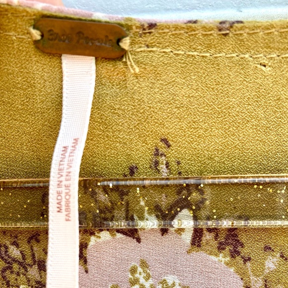 Free People Boho Green Lavender Floral Blouse XS XL - Picture 6 of 7